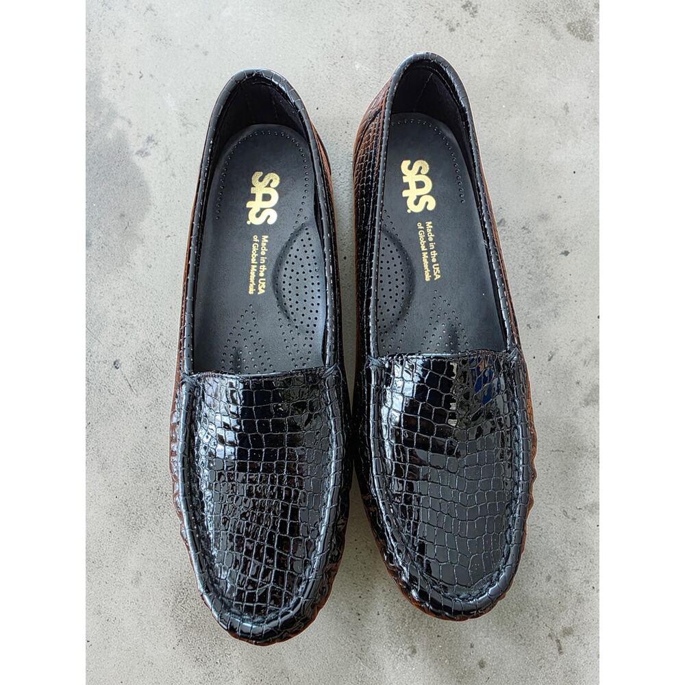 SAS Simplify Croc Loafer Black Croc Embossed Womens Size 7.5 Comfort Slip On USA